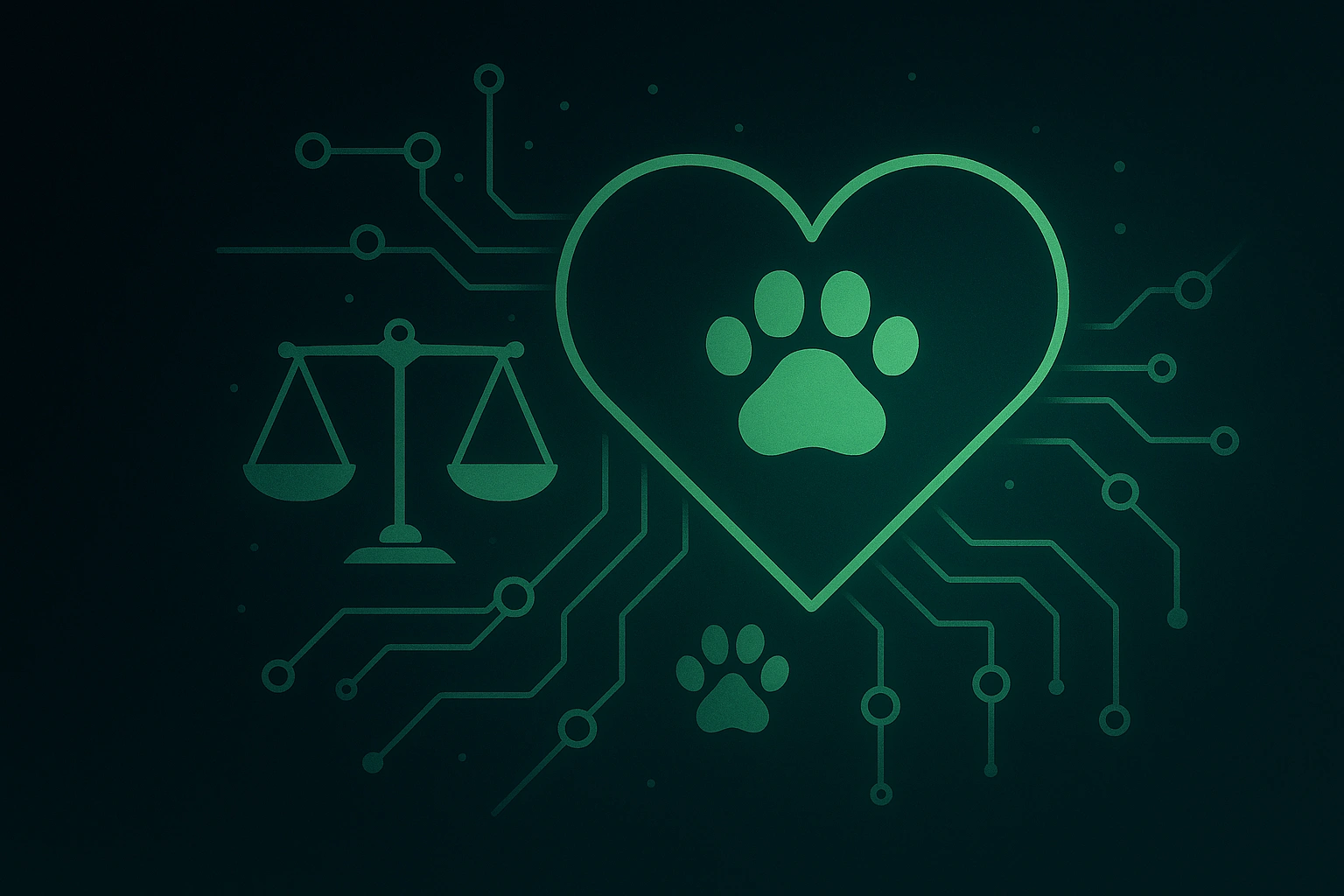 Heart and scales with paw prints